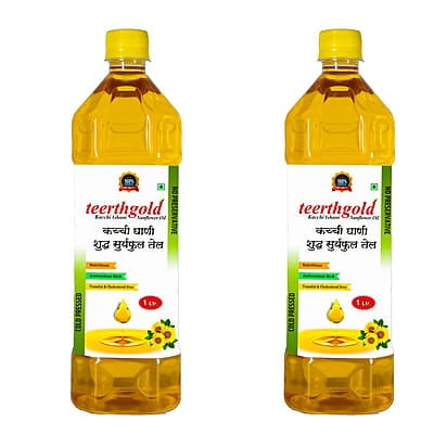 Teerthgold's Cold Pressed Sunflower Oil 2 Liter Pack