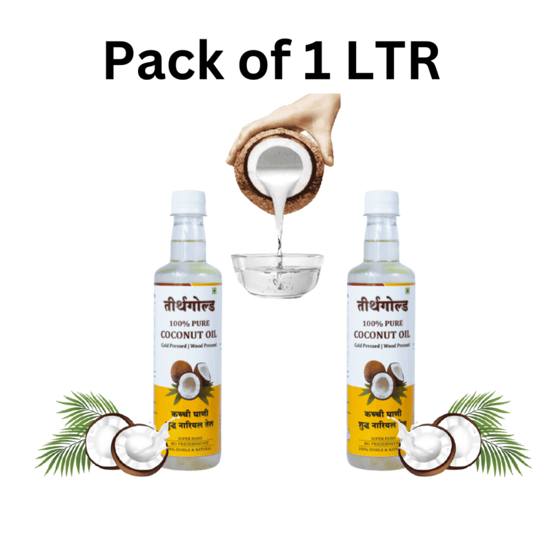 Teerthgold's Cold Pressed Coconut Oil 1 Liter Pack Teerthgold's Cold Pressed Coconut Oil 1 Liter Pack